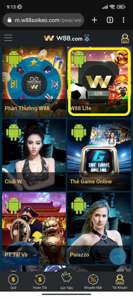 Chọn W88 Lite