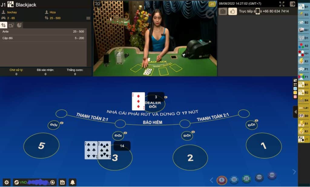 Chức năng bài trong trò chơi Blackjack W88